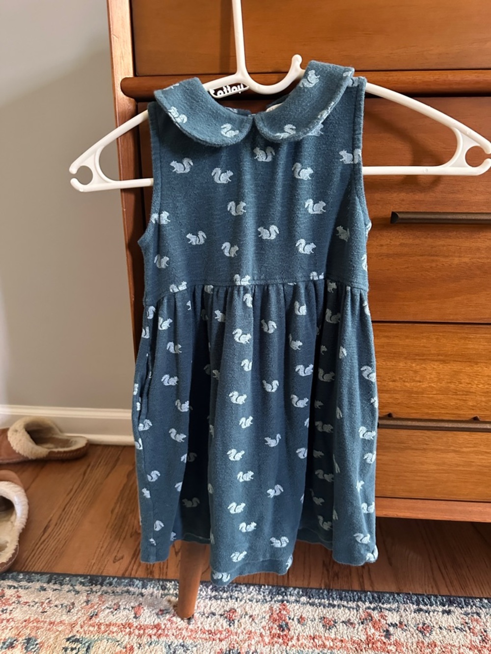 Kate Quinn, Squirrel Peter Pan Collar Dress, 100% organic cotton, 4T